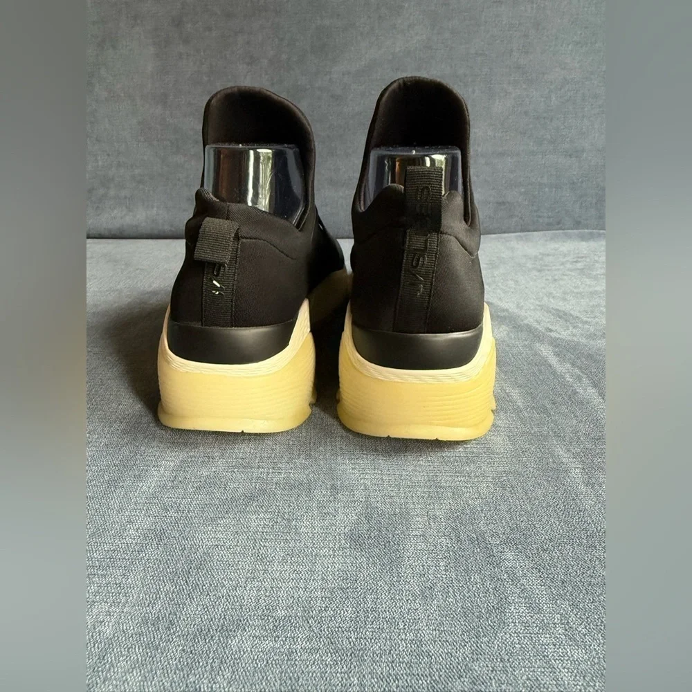 J/Slides Manic Sneaker Shoes Womens SZ 9 Slip On Black Chunky Mid Top Minimalist